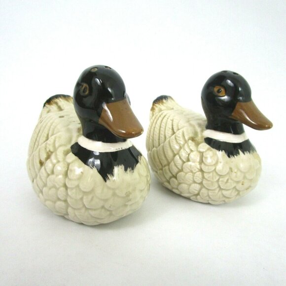 Wood Duck Ring Neck Vintage Salt & Pepper Shakers Japan New/Unused Hand Painted - Picture 1 of 6
